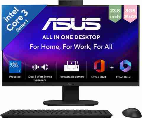 ASUS AiO V400 Series,(2026) with Office 2024 + M365 Basic*, (i3 14th Gen) Core 3 (8 GB DDR5/256 GB SSD/Windows 11 Home/23.8 Inch Screen/V440VAB-KBC3005WS) (Black) - Image 2