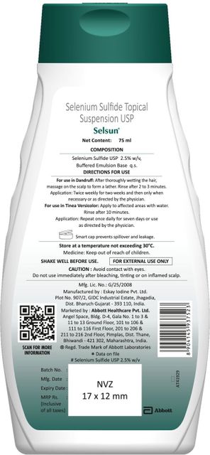 Selsun Suspension Anti Dandruff Shampoo Liquid (75 ml) - Image 4