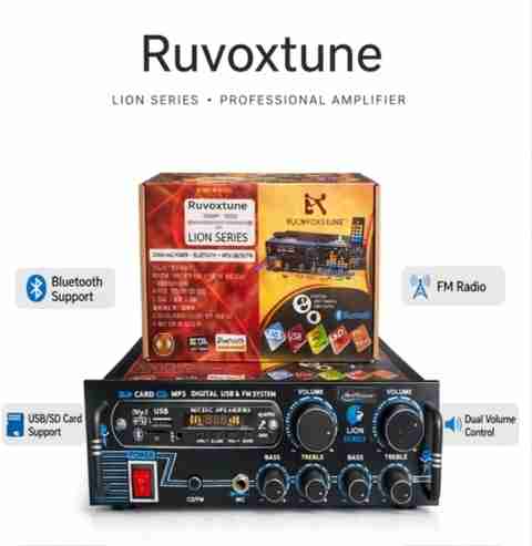 RUVOXTUNE DJ 5000W Stereo Amplifier with Bluetooth, USB, FM, Remote - Image 2