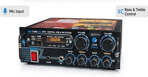 RUVOXTUNE DJ 5000W Stereo Amplifier with Bluetooth, USB, FM, Remote - Image 3
