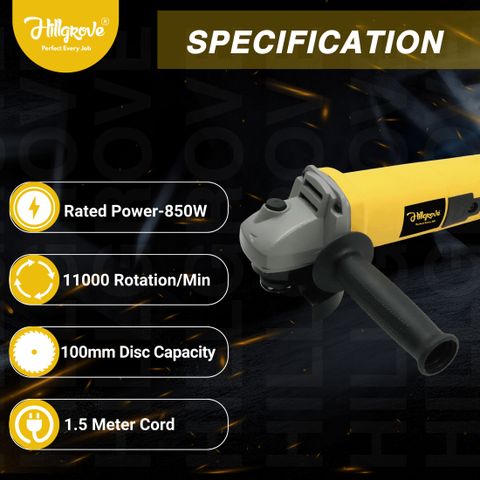 Hillgrove HGCM1430M1 850W Angle Grinder 100mm - Image 7