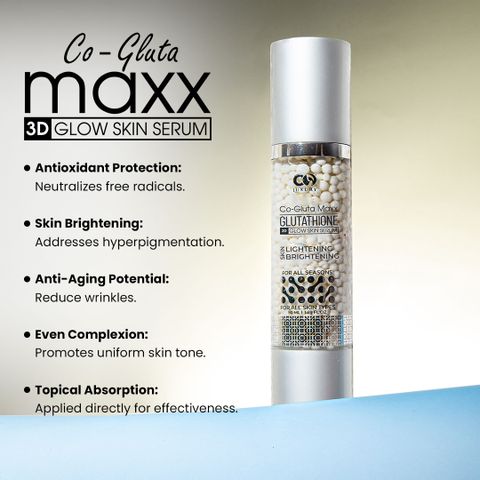 glutathione 3d serum reviews Co Luxury Glow Skin | Reduces Acne, Dark Spots, Pigmentation | Brightens & Smooths Skin No. of Tablets:30 Tablets