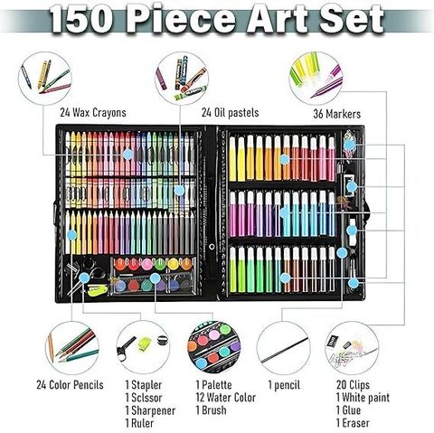 WEMOL à¤µà¥à¤®à¥à¤² 168-Piece Colouring Pencils Set, Children Painting Set, Crayon, Oil Pastel - Image 8