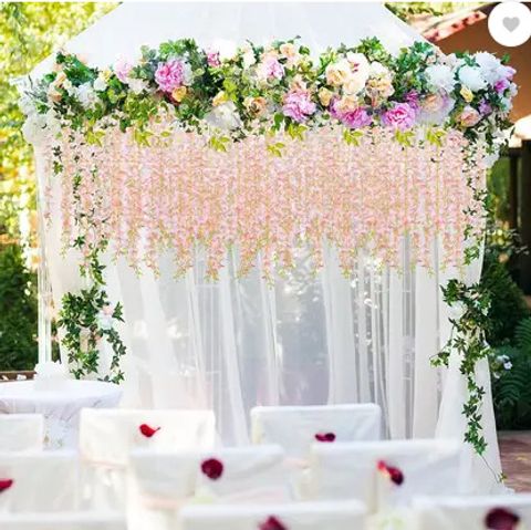 PARTY BREEZE Wisteria Garland for Home Wedding Party Garden Ceremony Pink Westeria Artificial Flower (43.2 cm, Pack of 10, Flower Bunch) - Image 7