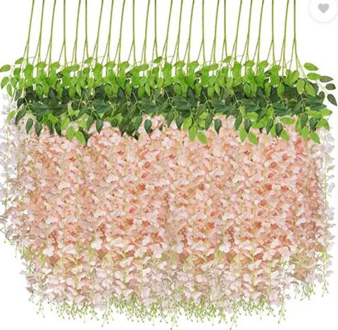 PARTY BREEZE Wisteria Garland for Home Wedding Party Garden Ceremony Pink Westeria Artificial Flower (43.2 cm, Pack of 10, Flower Bunch) - Image 6