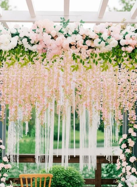 PARTY BREEZE Wisteria Garland for Home Wedding Party Garden Ceremony Pink Westeria Artificial Flower (43.2 cm, Pack of 10, Flower Bunch) - Image 4