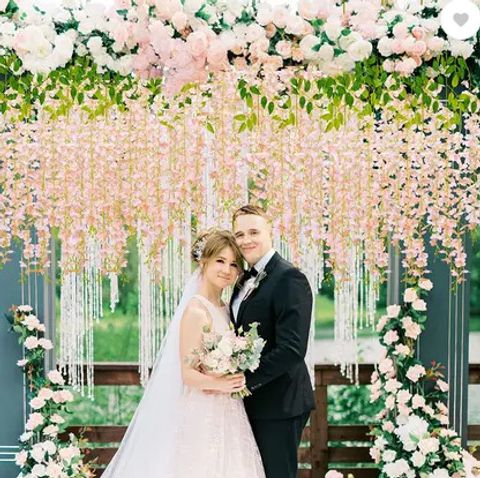PARTY BREEZE Wisteria Garland for Home Wedding Party Garden Ceremony Pink Westeria Artificial Flower (43.2 cm, Pack of 10, Flower Bunch) - Image 5