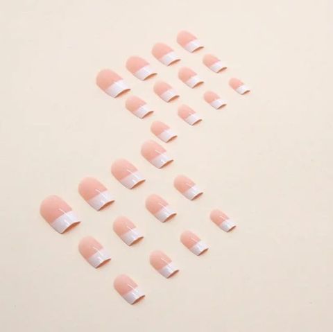 Beauzy Nude Pink French Tip Press On Nails, Square Full Cover, Pack - Image 4