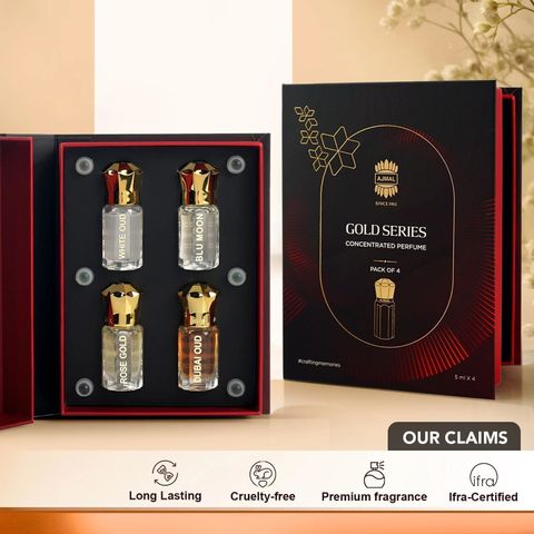 Ajmal Gold Series Unisex Attar Gift Set (Pack of 4, Floral) - Image 8