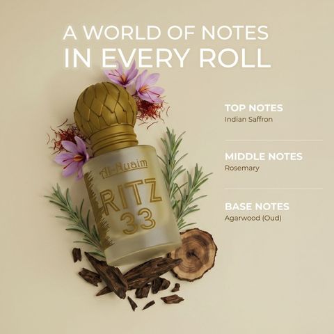 Al-Nuaim Ritz 33 Attar Velvet Floral Oil Soft Fragrance Long Lasting Perfume Essence Rich Floral Attar (Amber, Woody) - Image 6