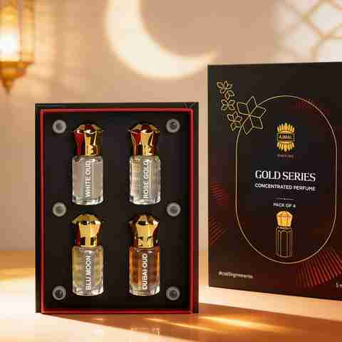 Ajmal Gold Series Unisex Attar Gift Set (Pack of 4, Floral) - Image 5