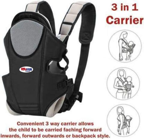 Duggu kids 3in1 Baby Carrier Bag for 0-3 Years Baby with Baby Holder Belt | Dark Blue Cream Baby Carrier (Black, Front Carry facing in) - Image 6