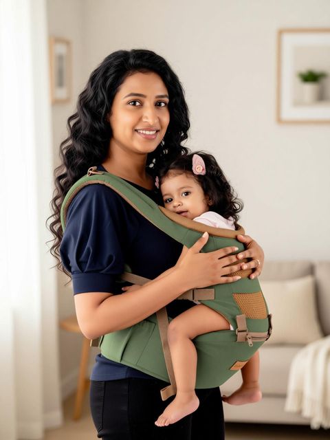 LuvLap Royal Baby Hip Seat Carrier with 4 Carry positions, for 4 to 24 months Baby Carrier (Green, Hip Carry) - Image 8