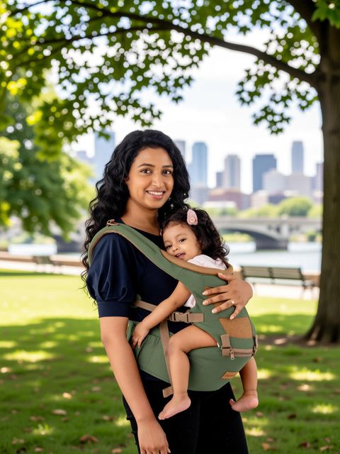 LuvLap Royal Baby Hip Seat Carrier with 4 Carry positions, for 4 to 24 months Baby Carrier (Green, Hip Carry) - Image 6