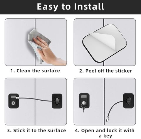 BAREPEPE Child Safety Device Refrigerator Door Lock With 2 Keys & Adhesives Pack of 2 (Black) - Image 8