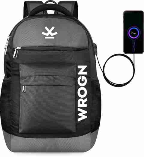 WROGN Large 35 L Laptop Backpack Unisex Smart Bag With USB Charging Port Casual Laptop Bag-Office Bag-School Bag (Grey, Black) - Image 3