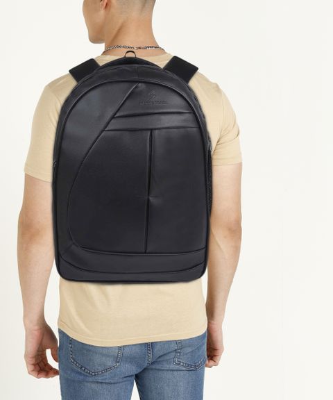 Romofy Large 32 L Laptop Backpack Classic Synthetic Leather Office College Business Shoulder Backpack For Unisex (Black) - Image 6