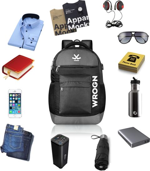 WROGN Large 35 L Laptop Backpack Unisex Smart Bag With USB Charging Port Casual Laptop Bag-Office Bag-School Bag (Grey, Black) - Image 8