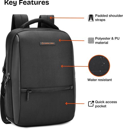 NASHER MILES Medium 24L Laptop Backpack Black - Image 6