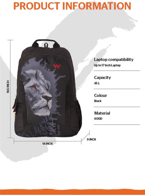 Wildcraft Howler 45L Laptop Backpack (Black) - Image 6