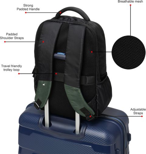 Fastrack Medium 23 L Laptop Backpack Hummer Unisex Bag with rain cover Office/School/College/BusinessA (Black) - Image 7