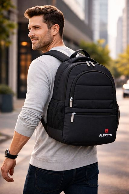 flexlyn Large 36L Laptop Backpack for Men, Black - Image 8