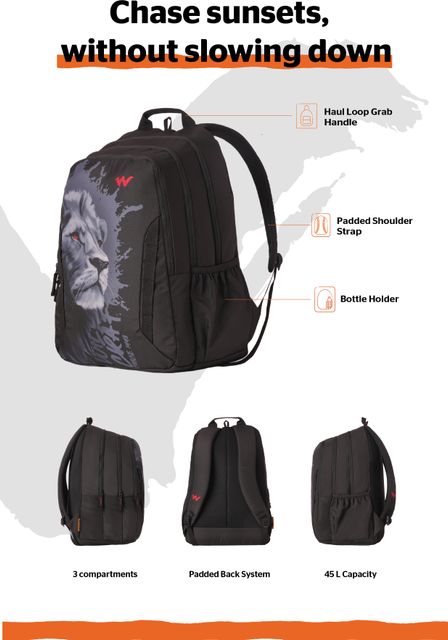 Wildcraft Howler 45L Laptop Backpack (Black) - Image 8