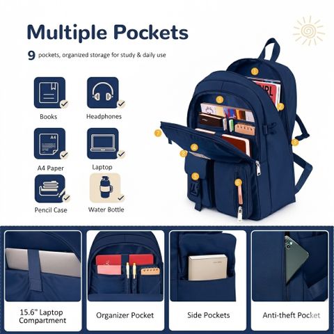 Coplis Small 20L Laptop Backpack (Blue) - Image 7