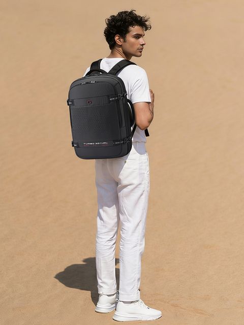Gear Large 40 L Laptop Backpack TURBO 3 ANTI THEFT FAUX LEATHER WITH RAINCOVER (Black) - Image 6
