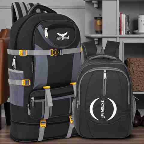 Sky Spirit 110L Travel Backpack Combo Set, Black, Pack of 2 - Image 5