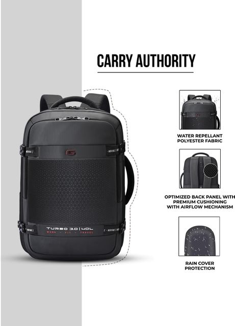 Gear Large 40 L Laptop Backpack TURBO 3 ANTI THEFT FAUX LEATHER WITH RAINCOVER (Black) - Image 8