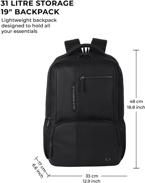 Gear Large 31L Anti Theft Laptop Backpack (Black) - Image 7