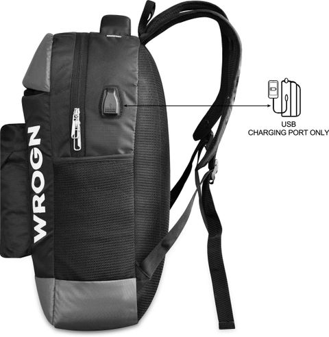 WROGN Large 35 L Laptop Backpack Unisex Smart Bag With USB Charging Port Casual Laptop Bag-Office Bag-School Bag (Grey, Black) - Image 6