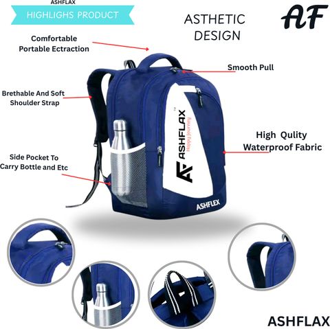 ASHFLEX Stylish Waterproof Backpack 35L Blue - Image 6