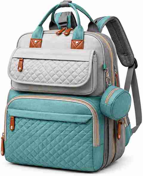 Netizen Small 20 L Laptop Backpack Stylish diaper backpack, Maternity Bags For Travel, Multipurpose Baby Bags (Grey, Green) - Image 5