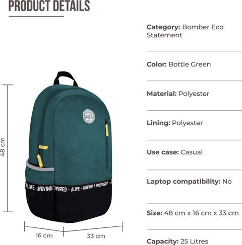 Gear Medium 25L Backpack Bomber Eco Statement 2C Green - Image 7
