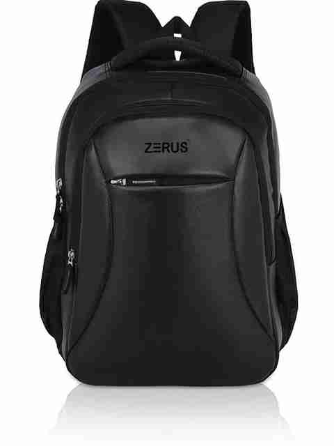 ZERUS Medium 30 L Laptop Backpack Pu Leather School with 3 Compartment Bag for Men Women Boys & Girls (Black) - Image 5