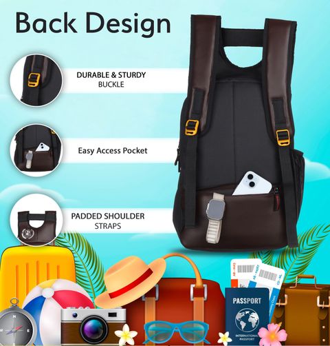 perfect leather Medium 25 L Laptop Backpack Large 25 L unisex Spacy and reflective strip Special price (Multicolor) - Image 7
