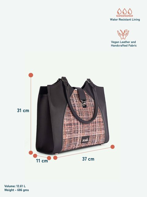 Flipkart.com | ZOUK Harriet Office Bag - Cashmere Noir (Copper