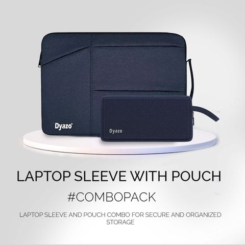 Dyazo Plus 15.6 Inch Laptop Sleeve Blue with Pockets - Image 6