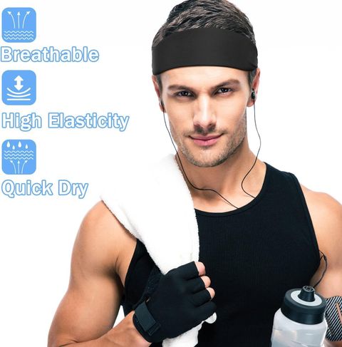 plutoprom Hair - Wide, Quick Dry Running- Workout Headband for Women and Men Head Band (Black) - Image 5