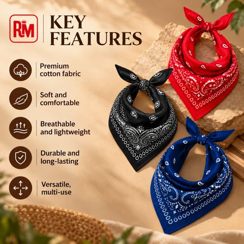 Royal Mart Cotton Paisley Men & Women Printed Bandana (Pack of 3) - Image 8