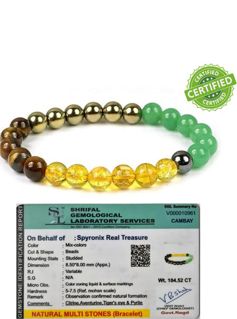 SPYRONIX REAL TREASURE Stone, Green Aventurine, Citrine + Golden