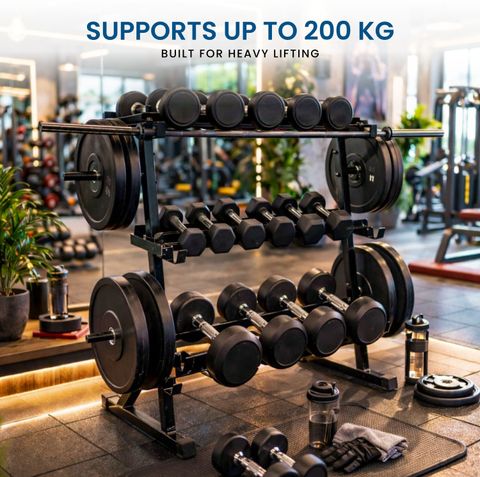 SONRET Dumbbell Stand for Home | Heavy Duty Steel gym rack Dumbbell Stand (Black) - Image 7