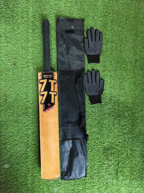 RKDESIGNandTRADERS 77 Limited Edition Kashmir Willow Hard Tennis Cricket Bat Triple Blade Kashmir Willow Cricket Bat For 15+ Yrs (1 kg) - Image 6