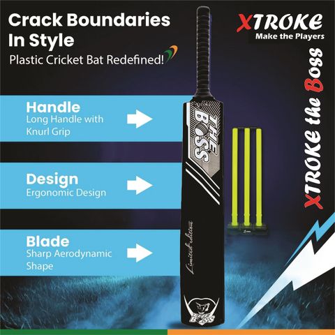 XTROKE The Boss Edition Hard Plastic Cricket Bat With Ball And