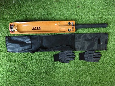 RKDESIGNandTRADERS 77 Limited Edition Kashmir Willow Hard Tennis Cricket Bat Triple Blade Kashmir Willow Cricket Bat For 15+ Yrs (1 kg) - Image 8