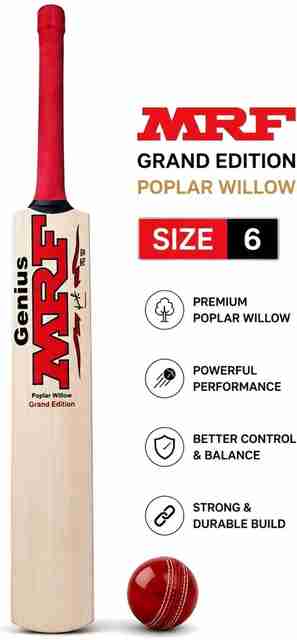 MRF Genius Premium Size 6 Tennis Ball Bat, Poplar Willow Cricket Bat For 12 - 14 Yrs (1 kg) - Image 4