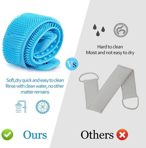 LINESTOFF PACK OF 3 Silicone Back Scrubber Bath Brush with Dual Handles Soft Body Cleaner - Image 7