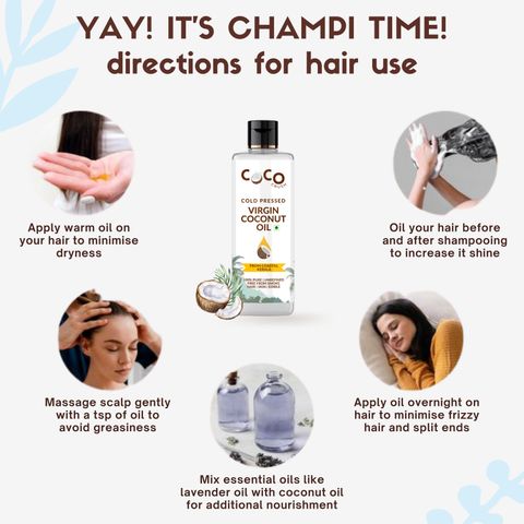 COCO CRUSH Cold pressed Coconut Oil for Hair, Face, & Skin, Pure & Natural Carrier Oil Hair Oil (200 ml) - Image 5